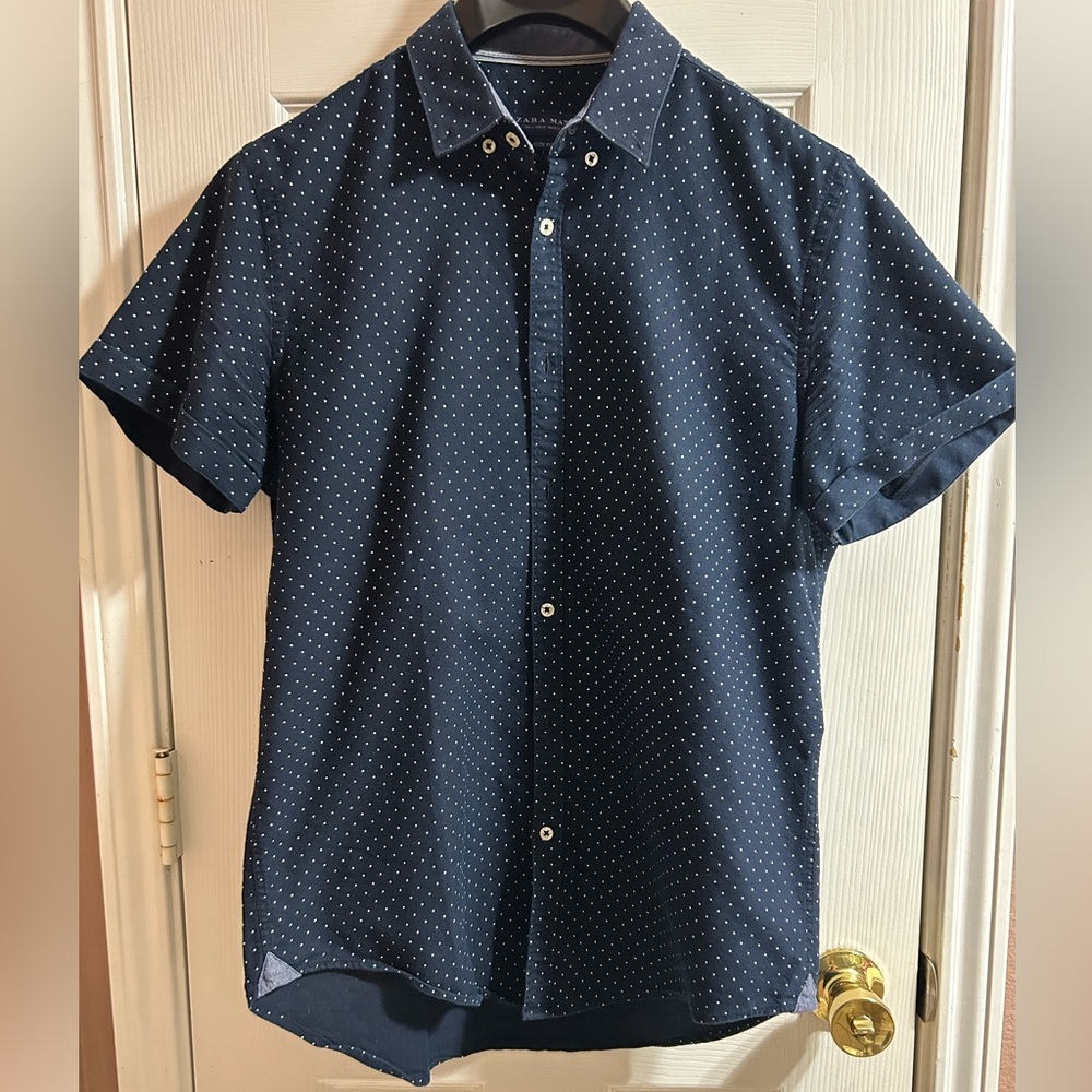 Zara Slim Fit Blue Polka dot